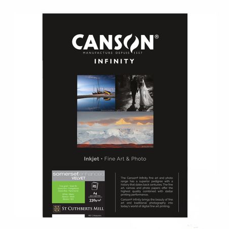 CANSON INFINITY SOMERSET ENHANCED VELVET (RADIANT WHITE)  25F 330GR